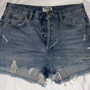 Agolde Distressed Blue Jean Shorts